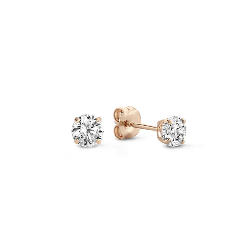 Aretes de Botón Larmes de Lune con Piedra | Oro Blanco