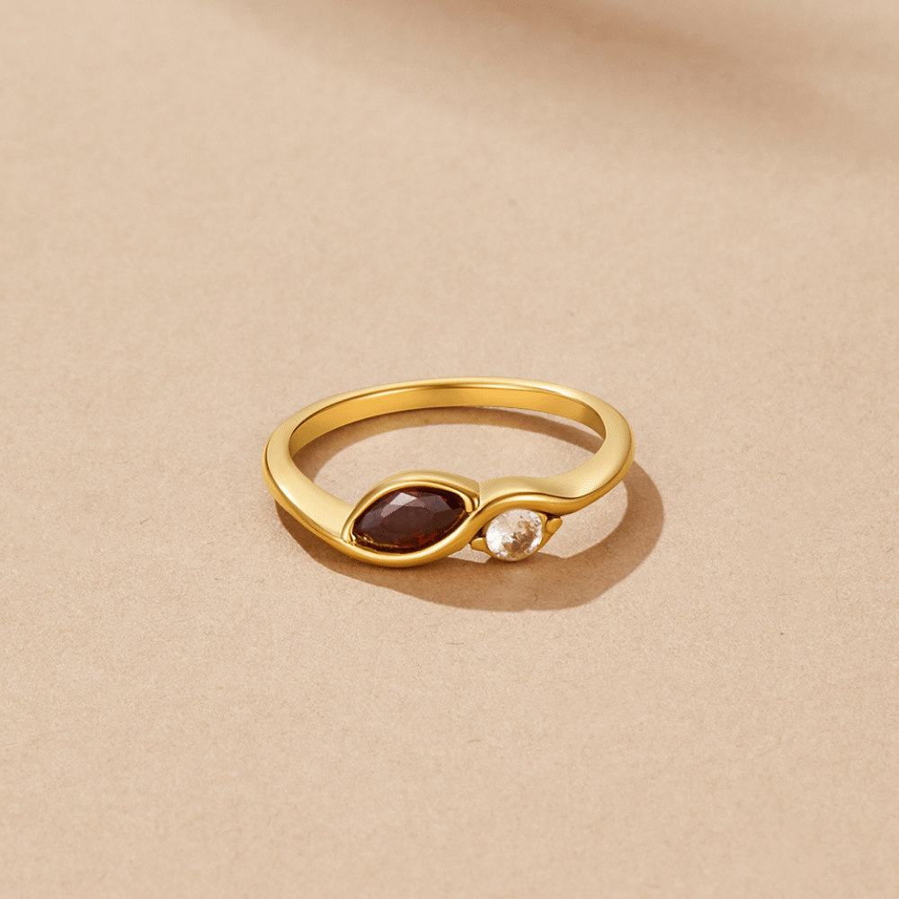 Anillo Infinito de Cristal y Granate Rojo