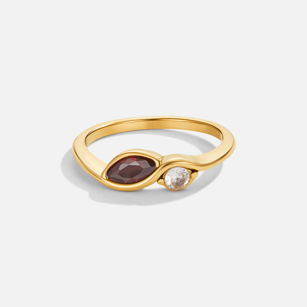 Anillo Infinito de Cristal y Granate Rojo