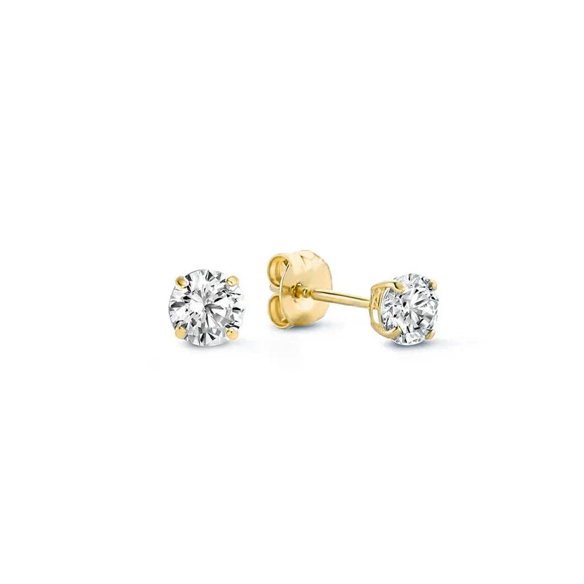 Aretes de Botón Larmes de Lune con Piedra | Oro Blanco