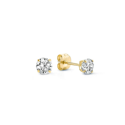 Aretes de Botón Larmes de Lune con Piedra | Oro Blanco