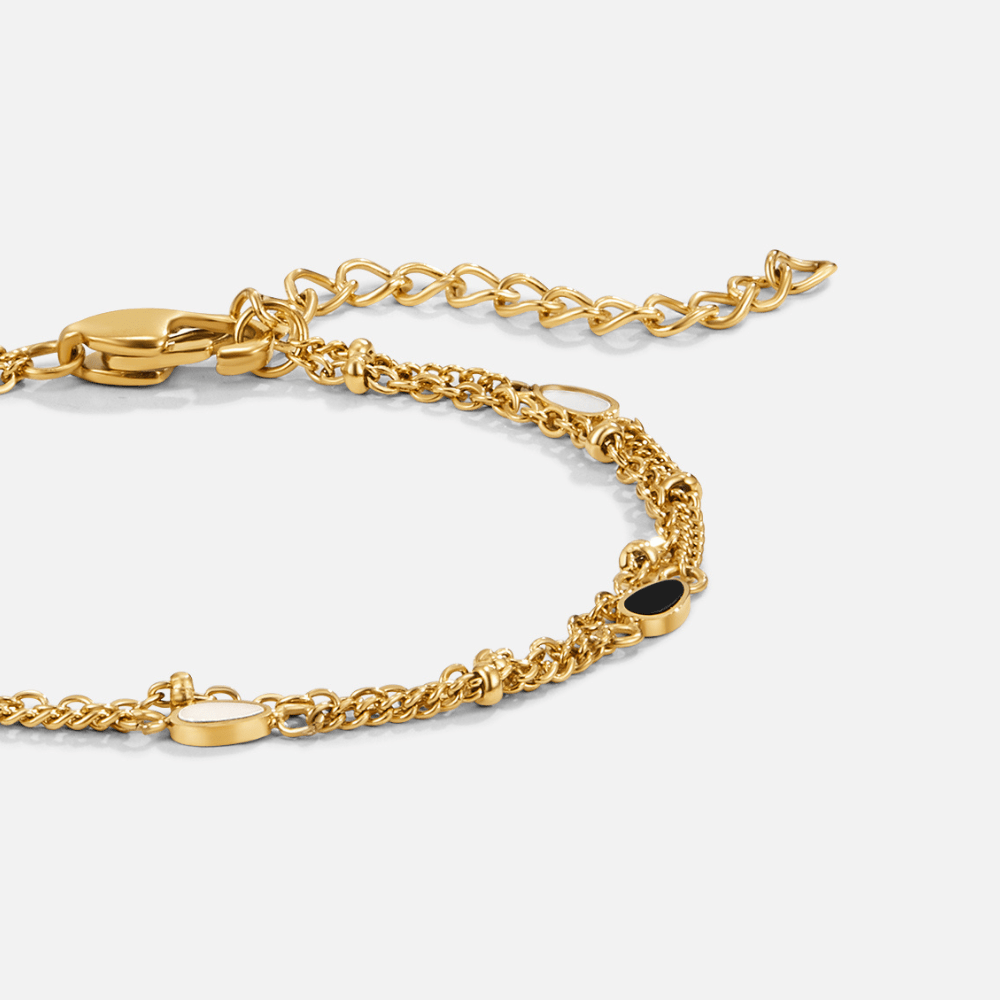 Pulsera de Piedras en Capas Negra y Blanca