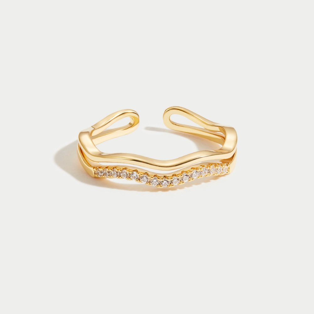 Anillo en Capas Juni de Oro y Cristal