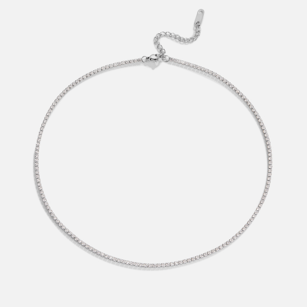 Collar de Cristal Plateado