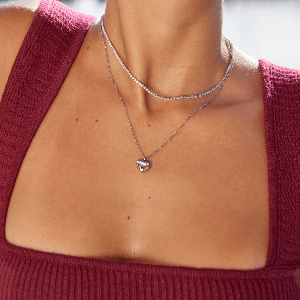 Collar de Cristal Plateado