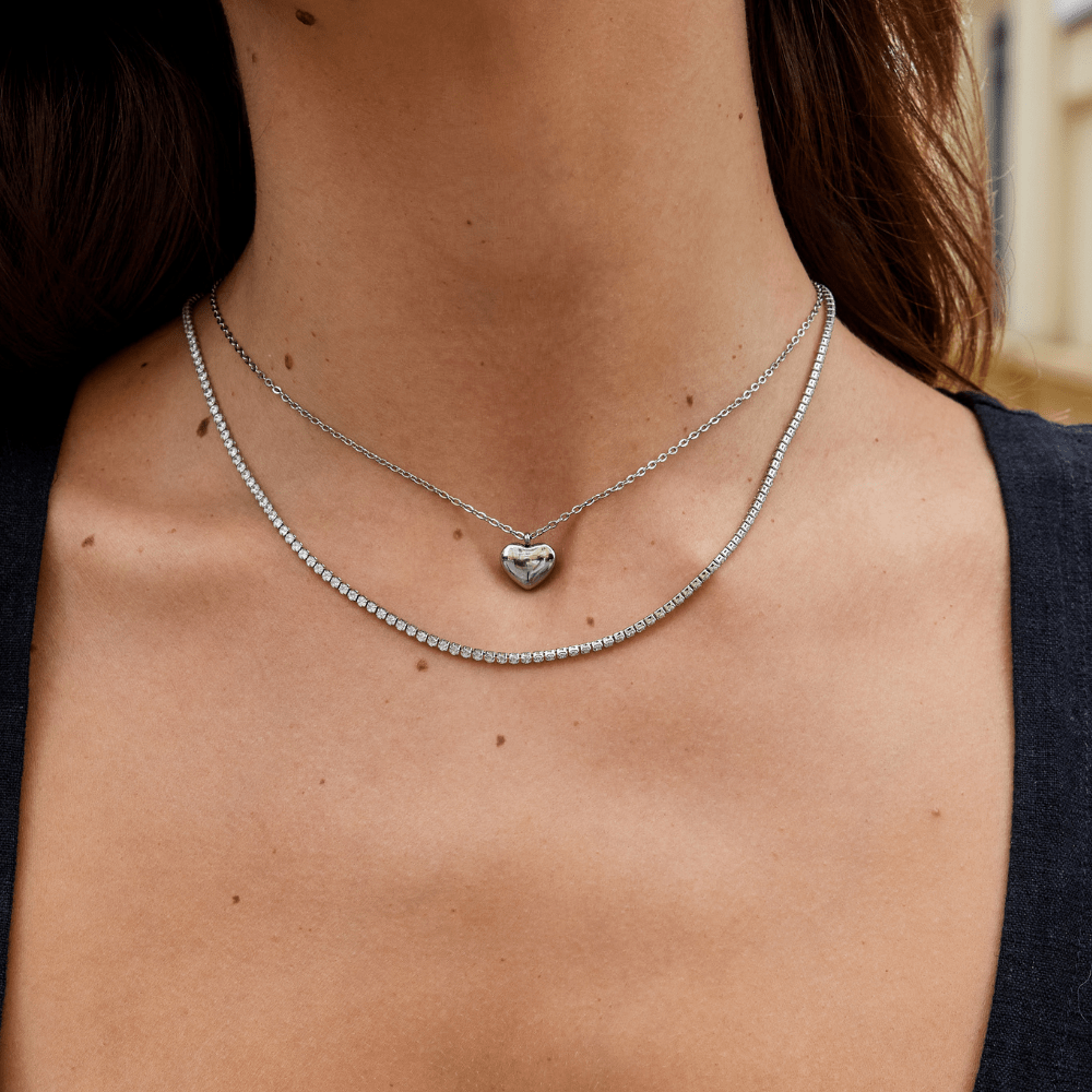 Collar de Cristal Plateado