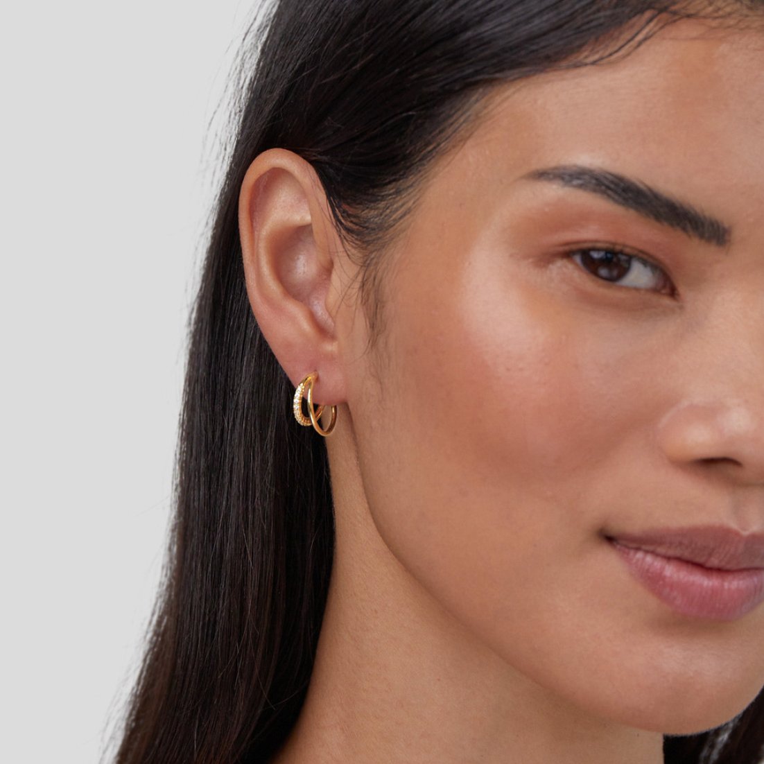 Pendientes de Doble Aro de Cristal