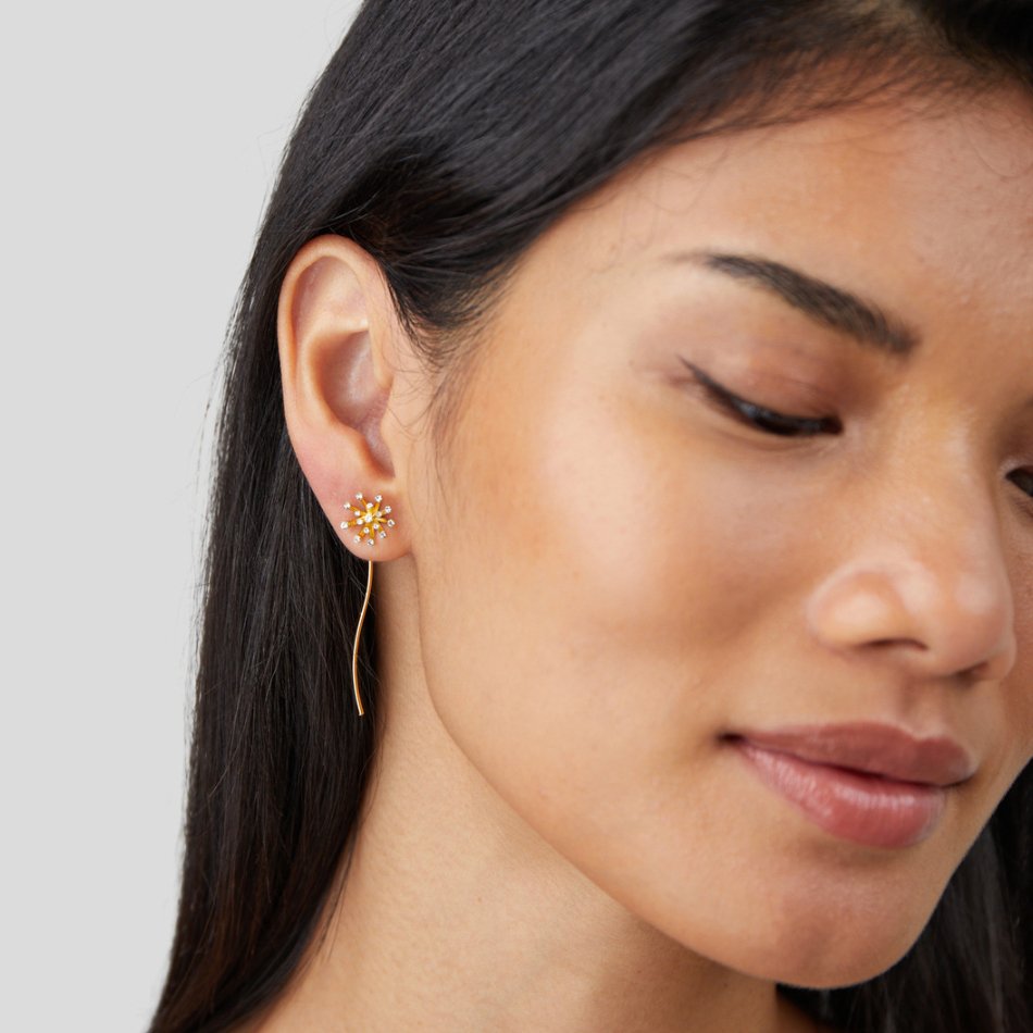 Pendientes Diente de León de Oro de 18K