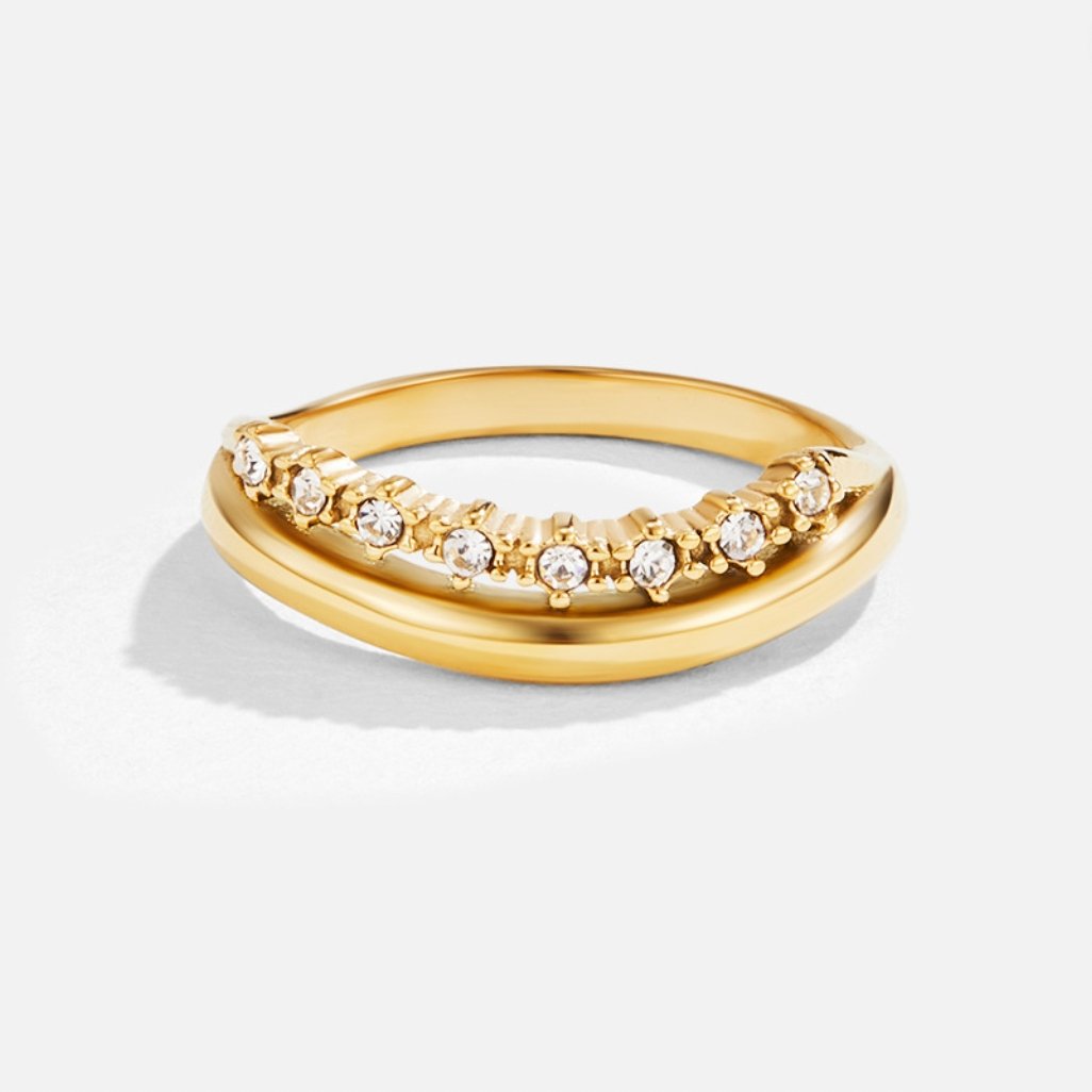 Anillo en Capas de Cristal Blanco