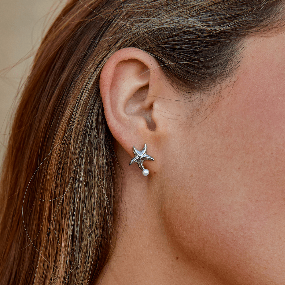 Pendientes de Concha y Estrella de Mar de Plata