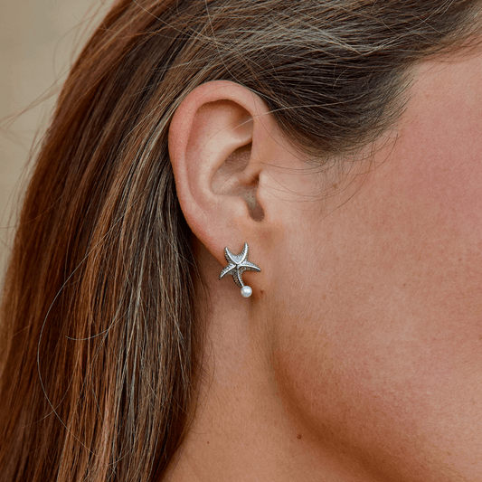 Pendientes de Concha y Estrella de Mar de Plata