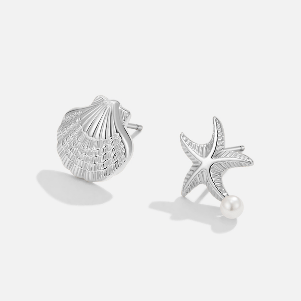 Pendientes de Concha y Estrella de Mar de Plata