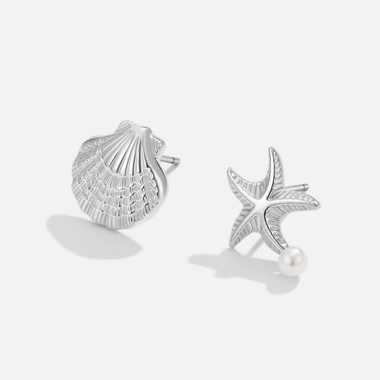 Pendientes de Concha y Estrella de Mar de Plata