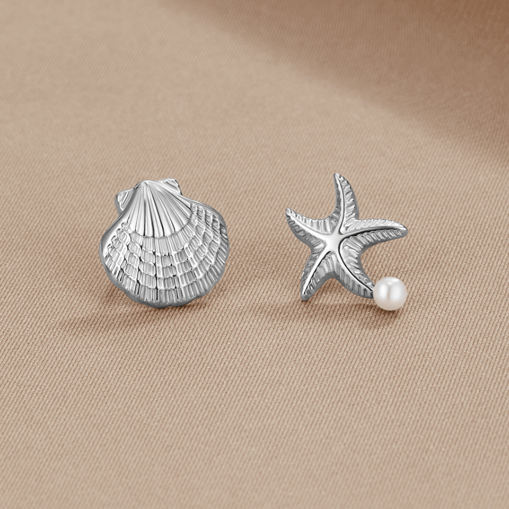 Pendientes de Concha y Estrella de Mar de Plata
