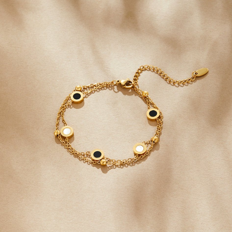 Pulsera de Piedra Onix y Blanca