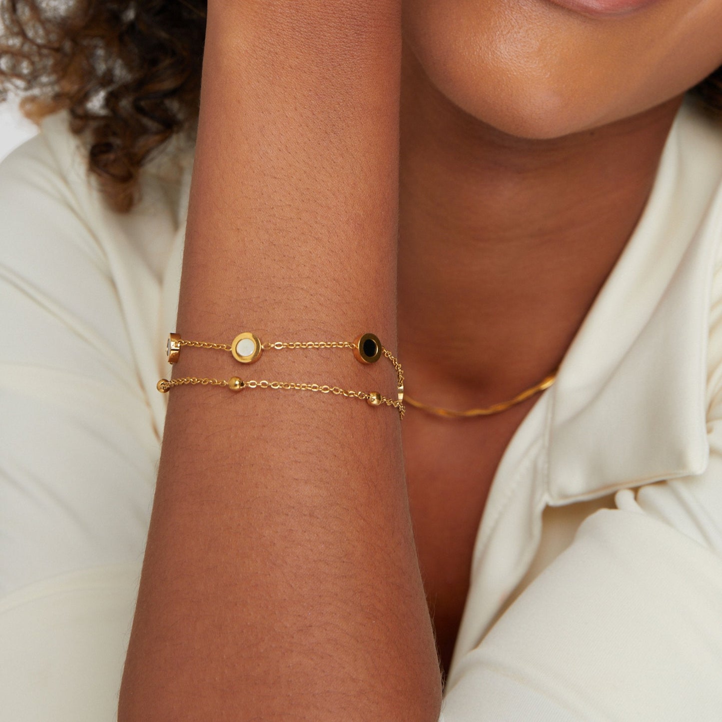 Pulsera de Piedra Onix y Blanca