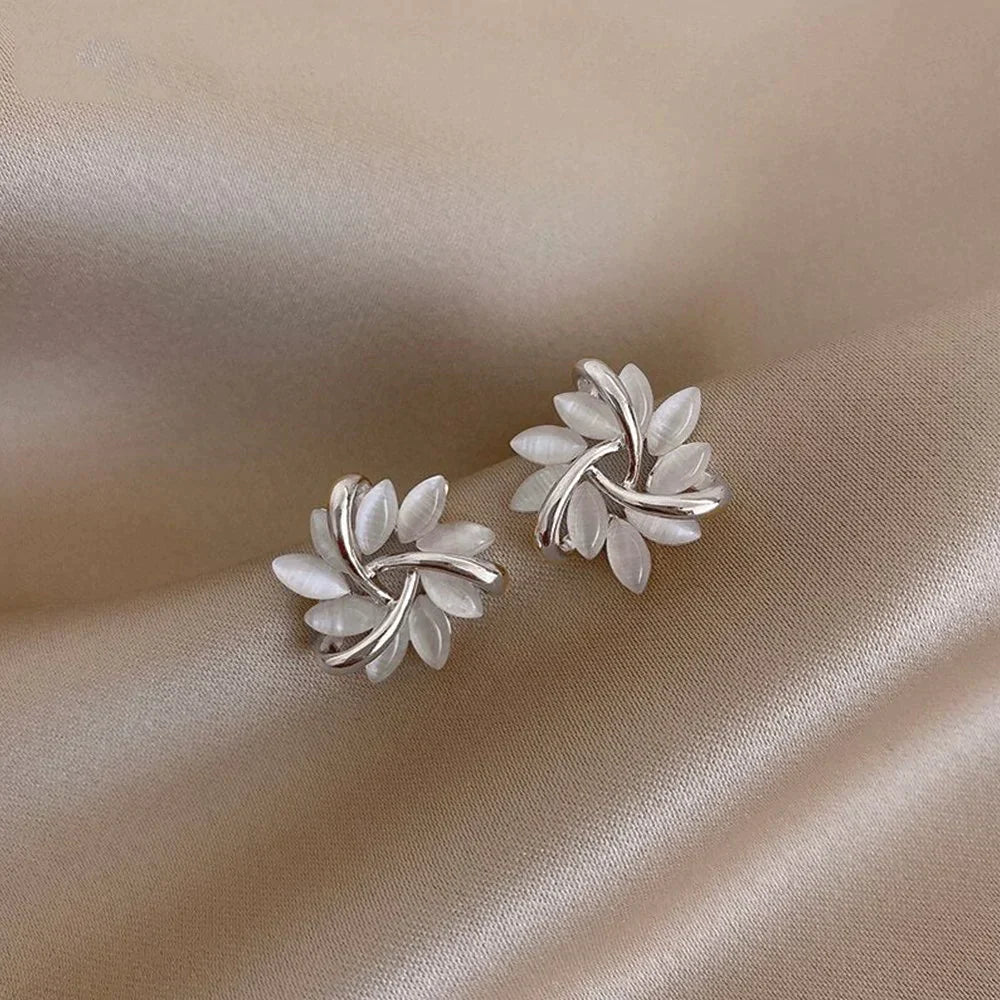 Aretes Aro con Pétalos de Ópalo Dorado