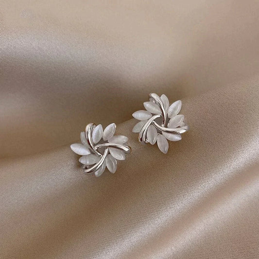 Aretes Aro con Pétalos de Ópalo Dorado