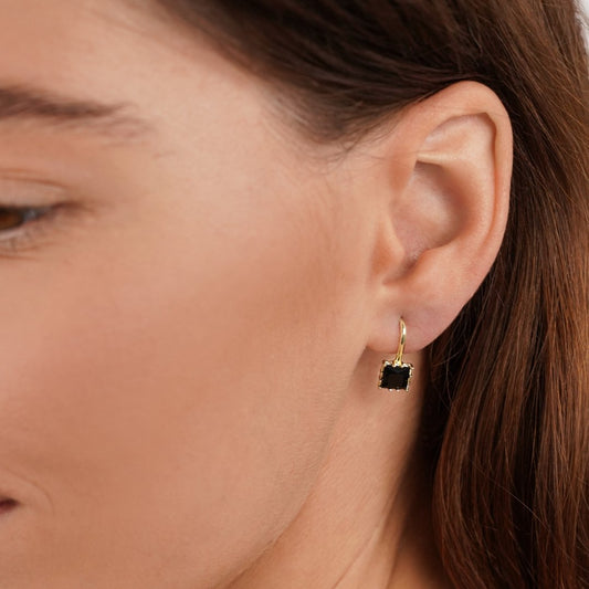 Pendientes Colgantes de Cristal Negro