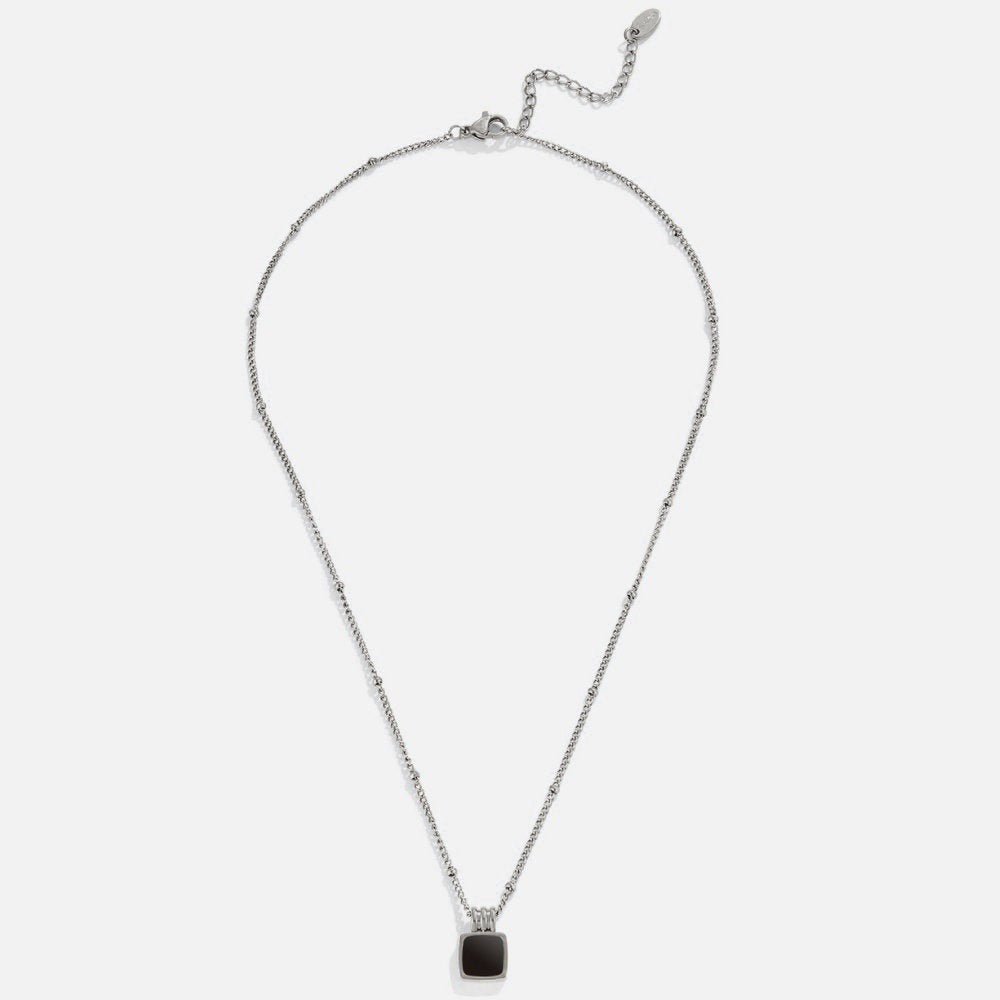 Collar con Colgante Negro Plateado