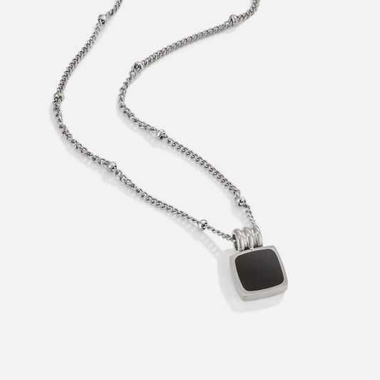 Collar con Colgante Negro Plateado