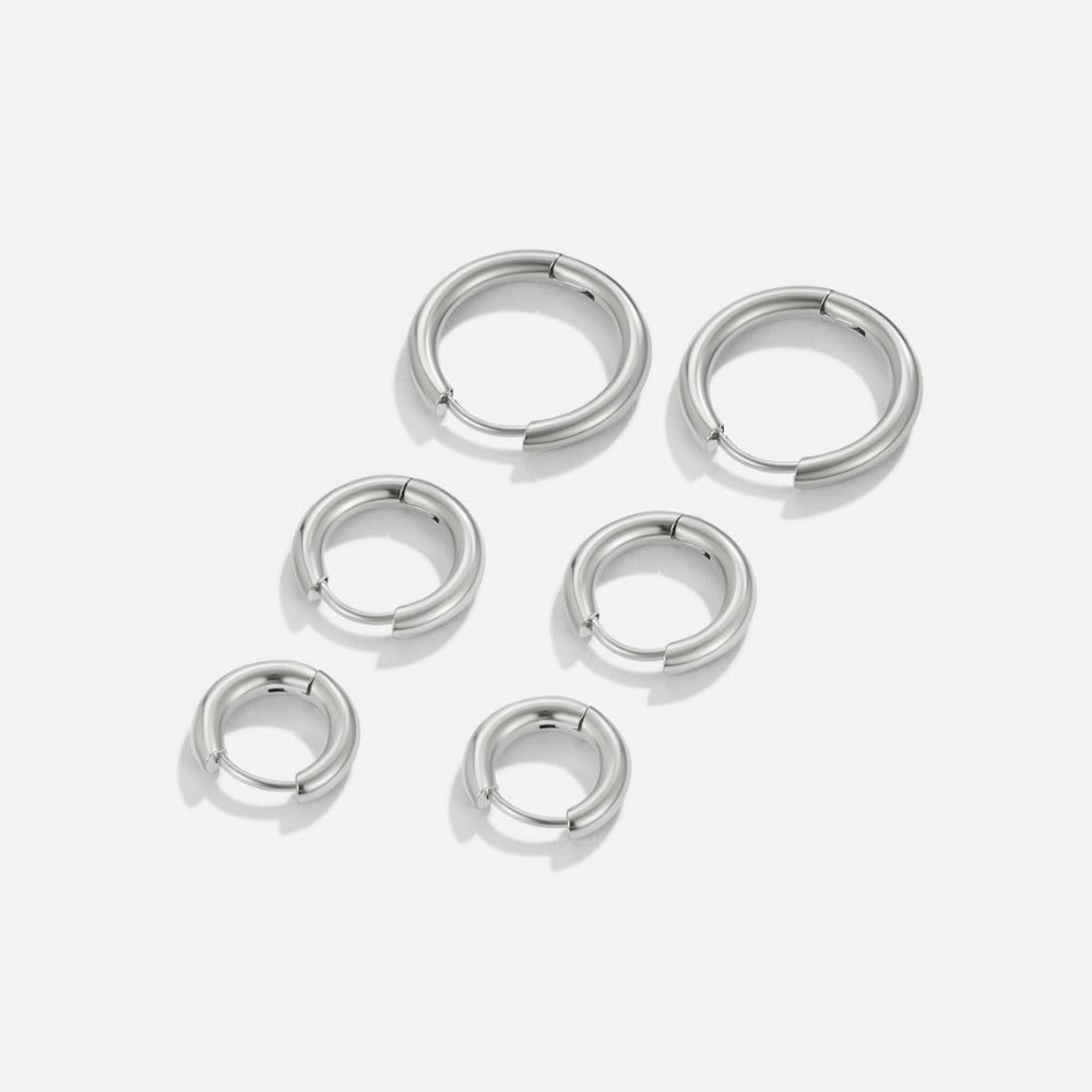 Set de Mini Aros Triples Plateados