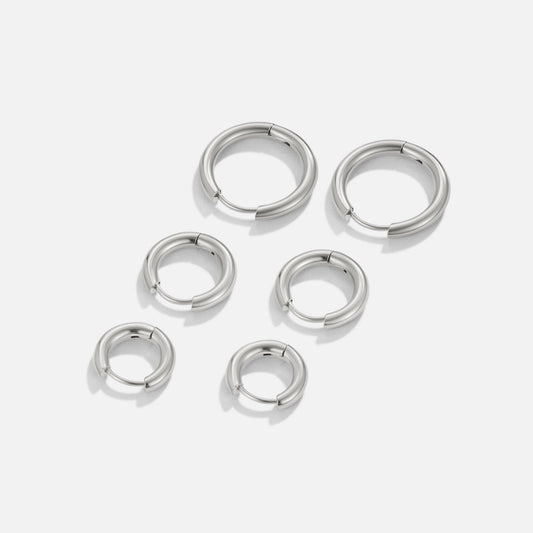 Set de Mini Aros Triples Plateados