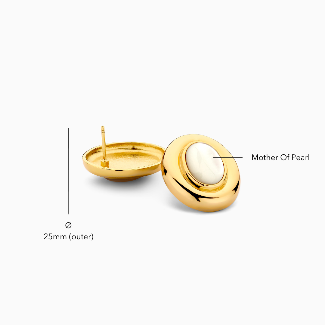 Aretes Lisa con Perla | Oro Blanco