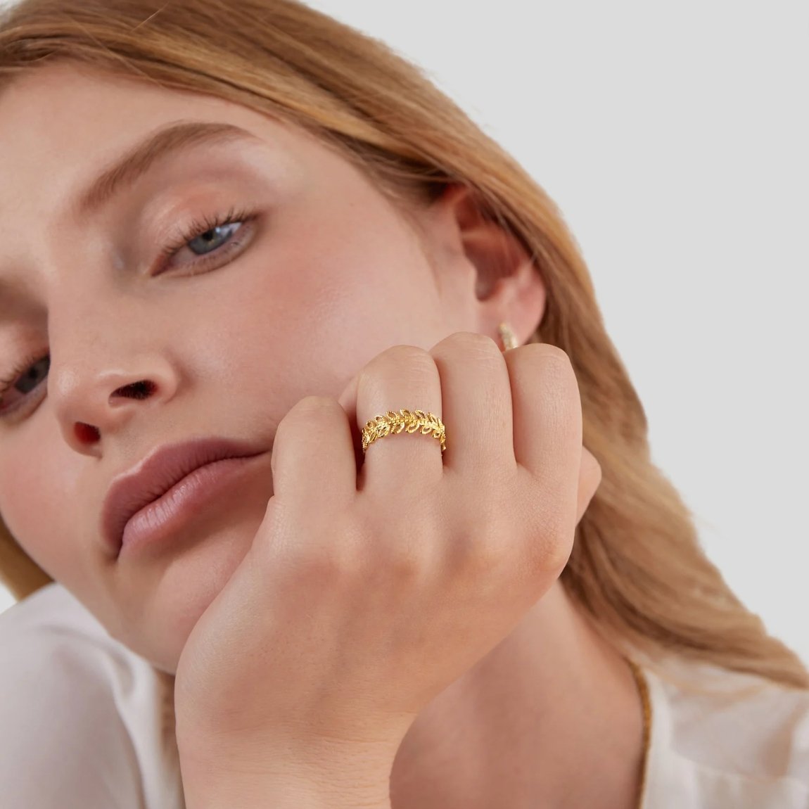 Anillo de Hoja Flor de Verano