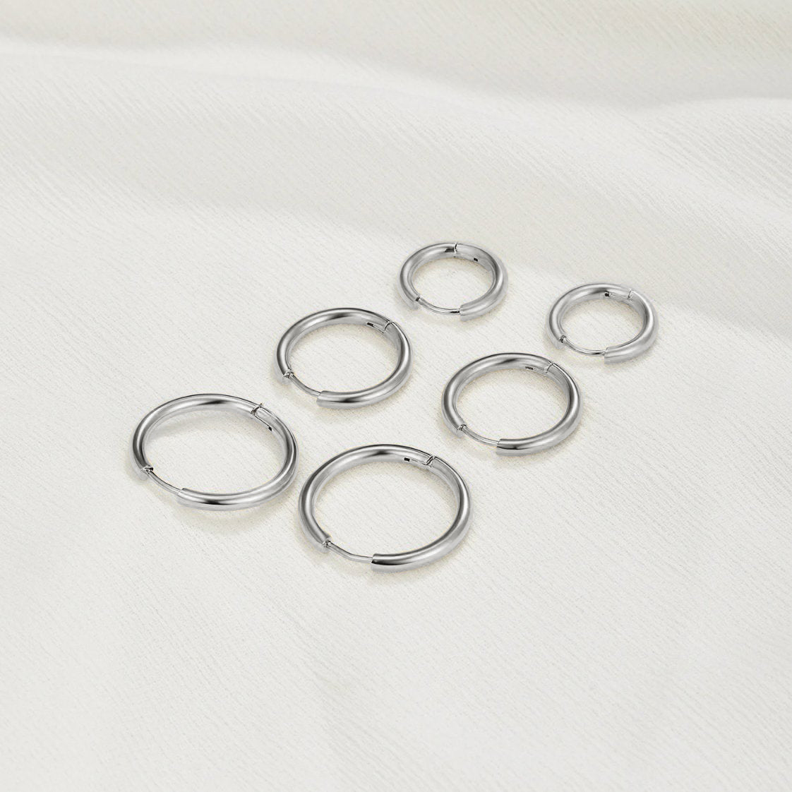 Set de Pendientes de Triple Aro Plateados