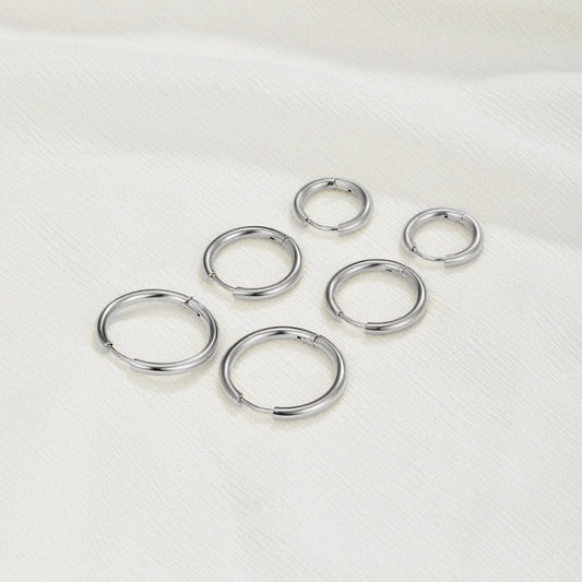 Set de Pendientes de Triple Aro Plateados