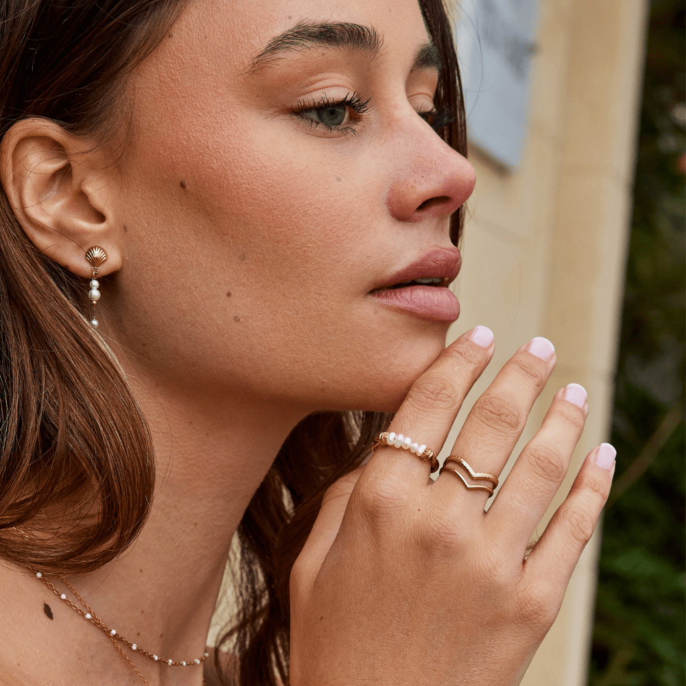 Anillo Clásico Torcido de Perla de Agua Dulce