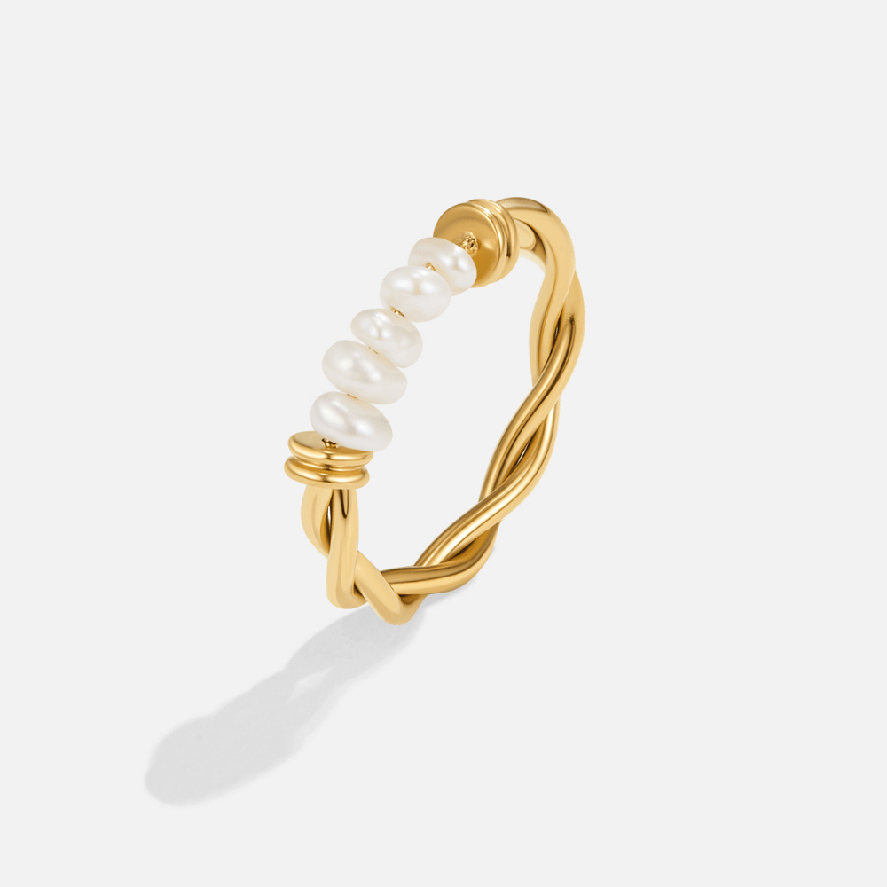 Anillo Clásico Torcido de Perla de Agua Dulce