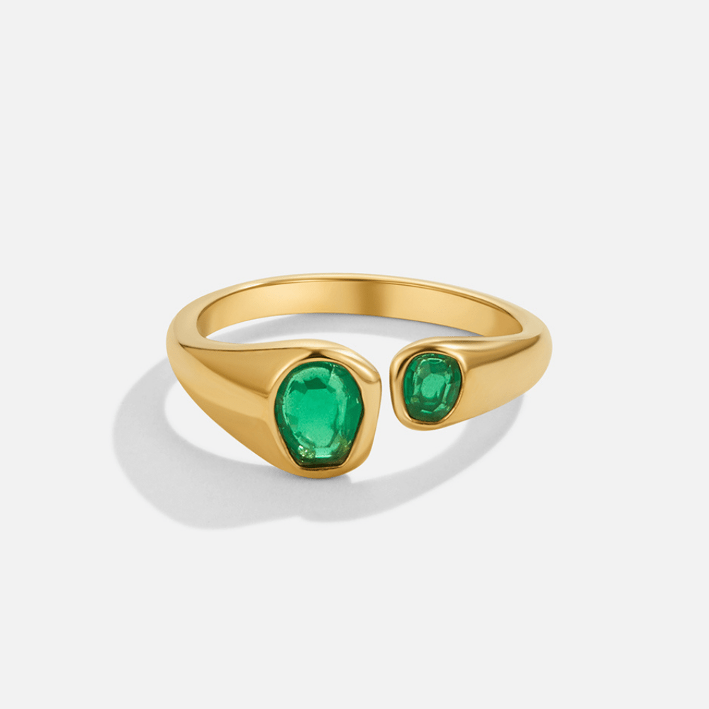 Anillo Envolvente Vintage de Esmeralda Verde