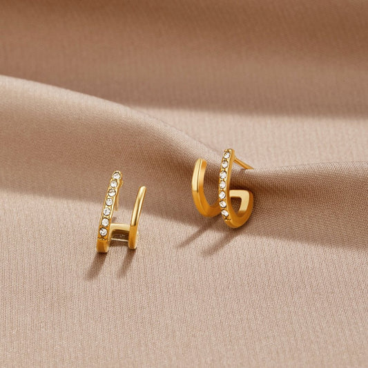 Pendientes de Garra de Oro de 18K y Cristal