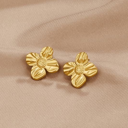 Pendientes de Flor de Oro de 18K