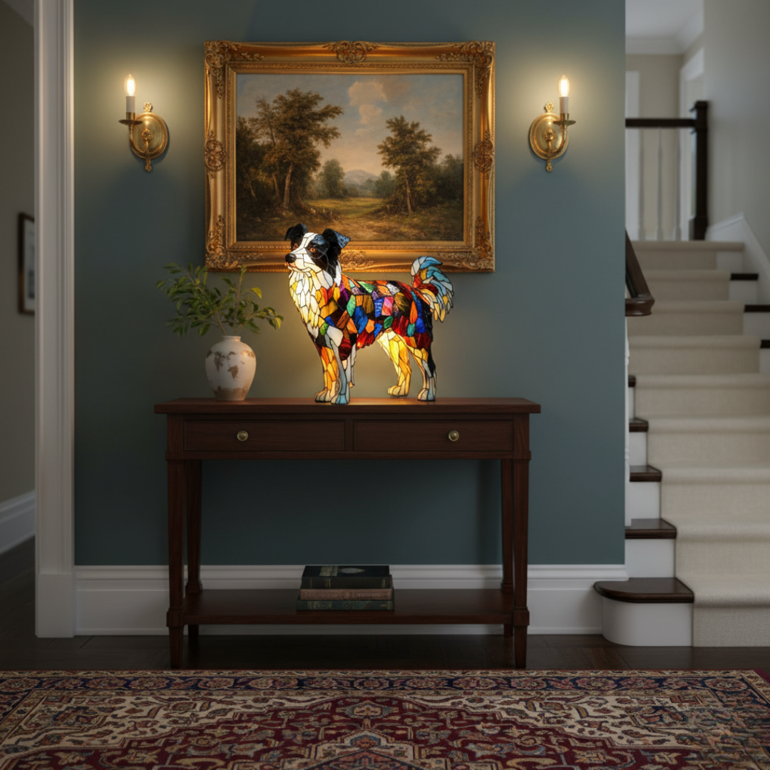 邊境牧羊犬｜彩色玻璃燈