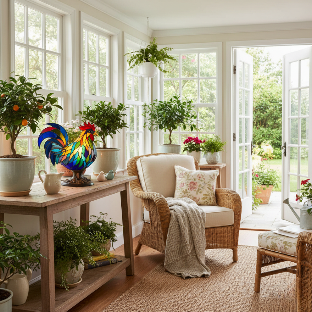 公雞｜彩色玻璃燈