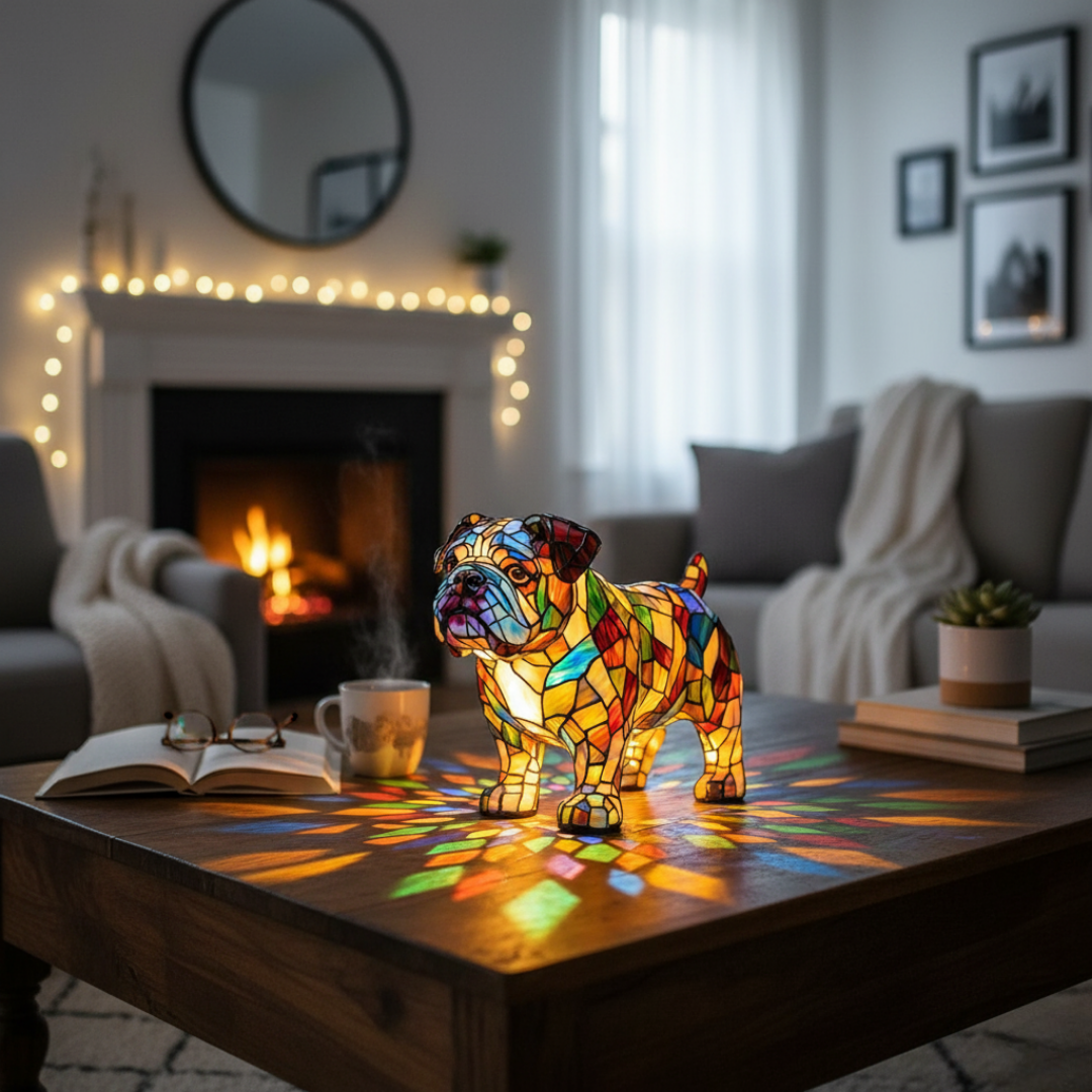 鬥牛犬｜彩色玻璃燈