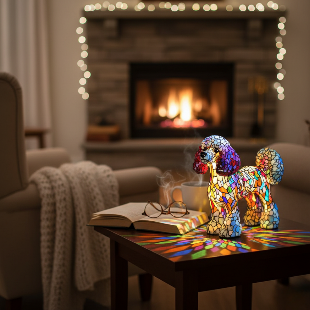 貴婦犬｜彩色玻璃燈