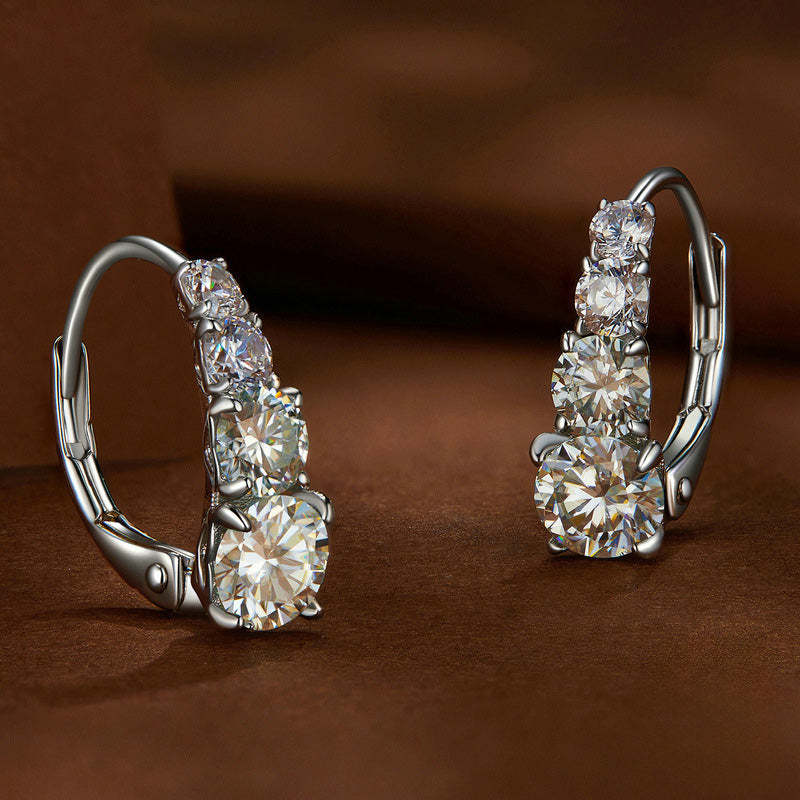 Aretes con Cuatro Piedras | Oro Blanco