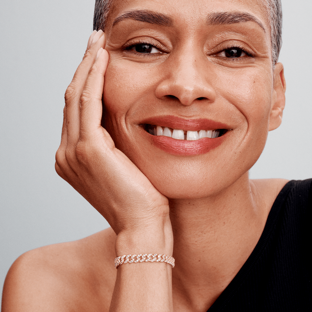 Pulsera Cubana Pavé | Oro Blanco