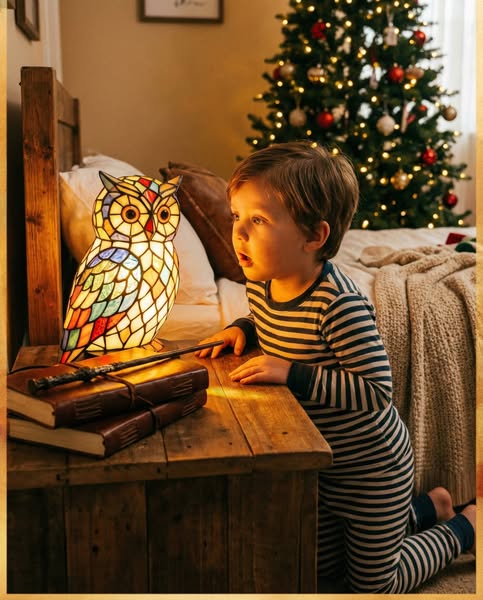 貓頭鷹｜彩色玻璃燈