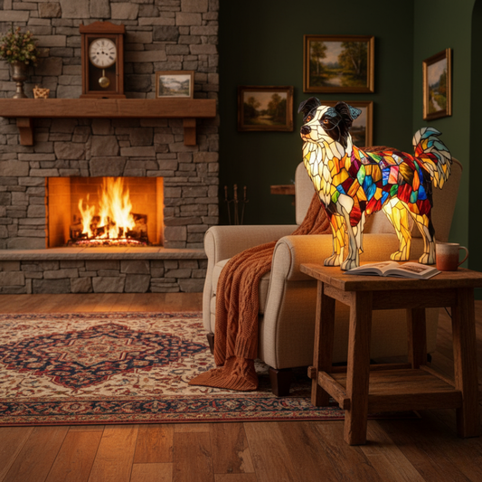 邊境牧羊犬｜彩色玻璃燈