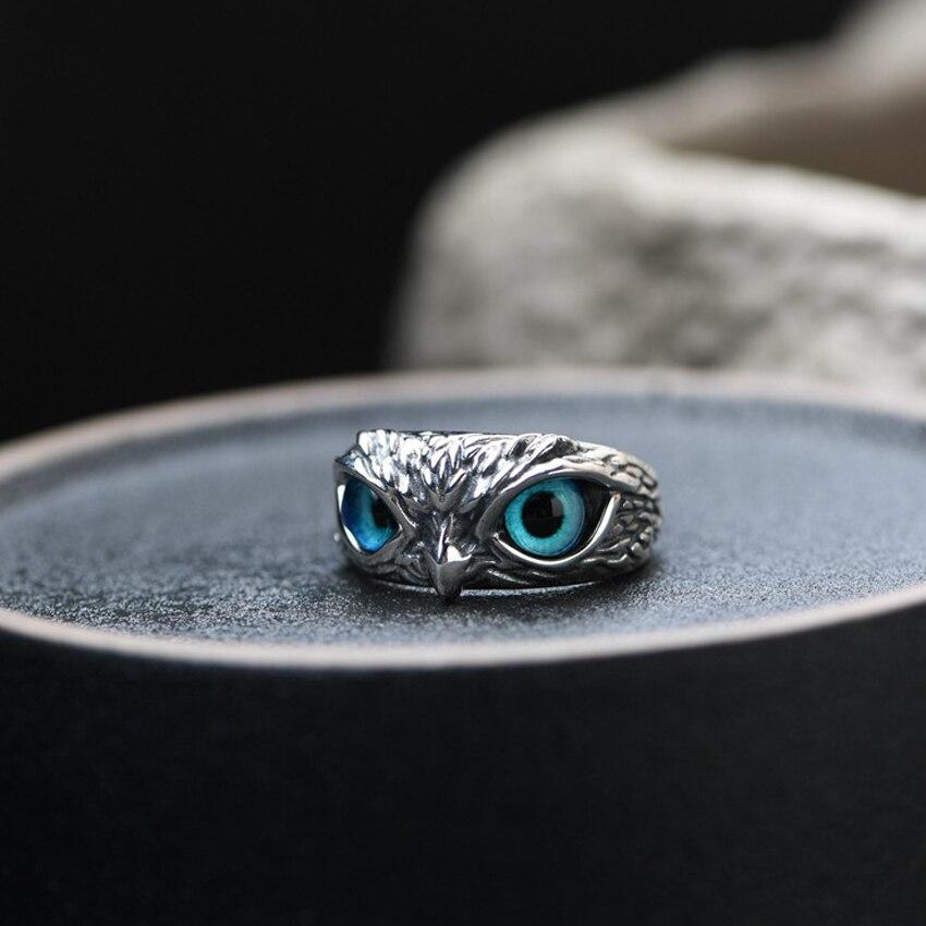 Anillo Ajustable de Plata con Búho y Ópalo