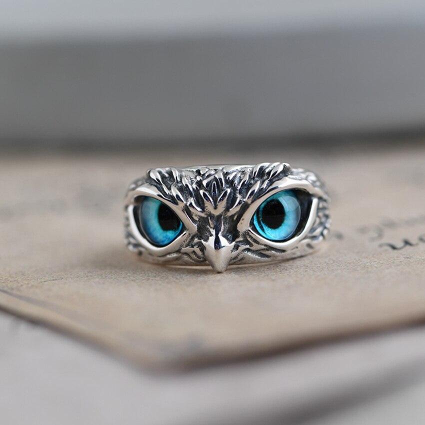 Anillo Ajustable de Plata con Búho y Ópalo