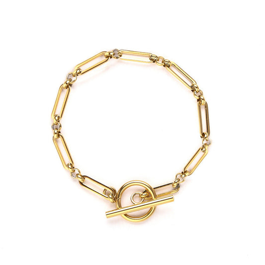 Pulsera Link T-Bar | Oro Blanco