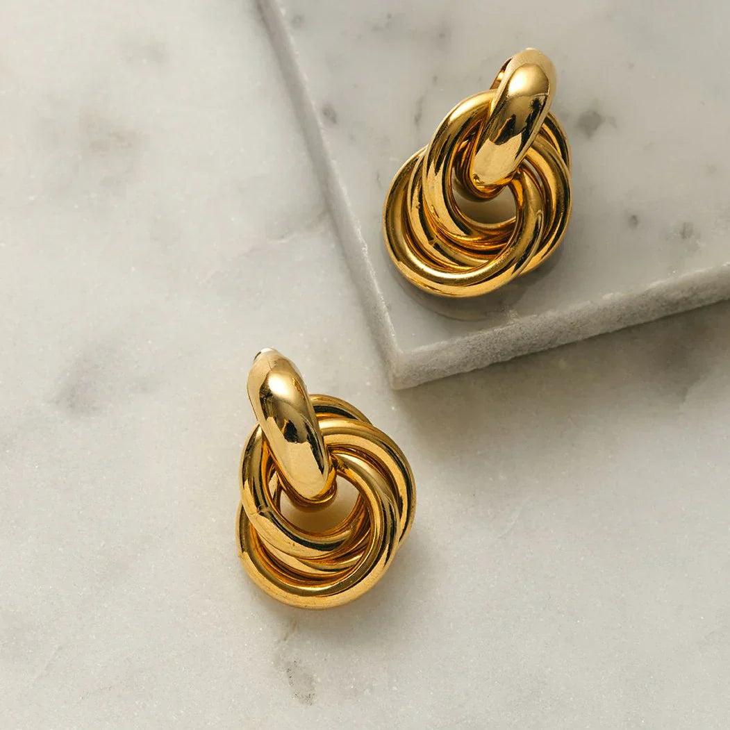 Aretes Statement Entrelazados | Oro Blanco