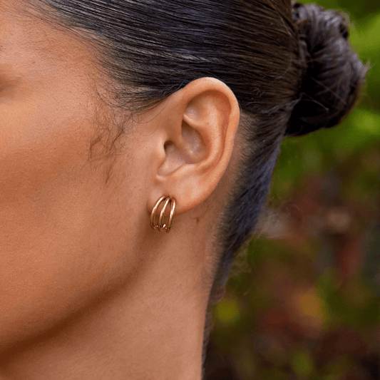 Pendientes de Triple Aro de Oro