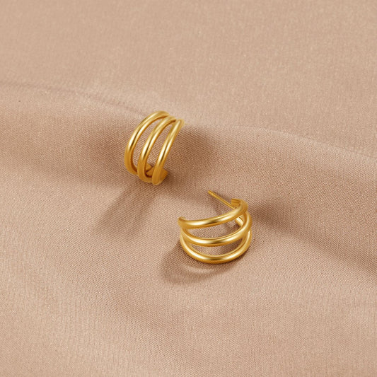 Pendientes de Triple Aro de Oro